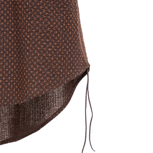 Merely Made Merely Sashiko Printed Oversized Short Sleeve Shirts Hickory Brown 24244SH Degli Uberti